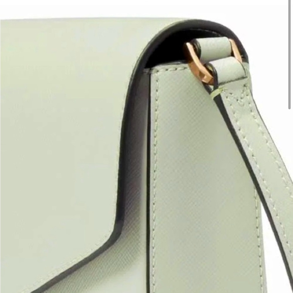 Kate Spade Sadie Envelope Saffiano Leather Light Olive Crossbody purse NWT - Picture 7 of 16